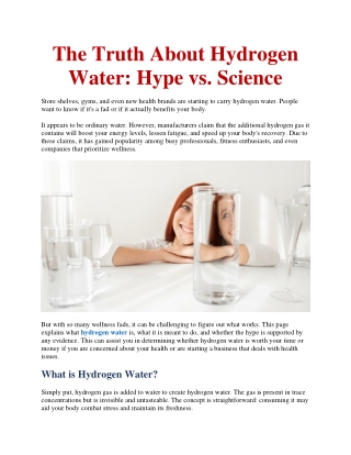 The Truth About Hydrogen Water Hype vs. Science