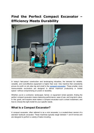 compact excavator.