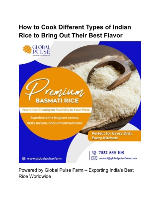 How to Cook Different Types of Indian Rice to Bring Out Their Best Flavor