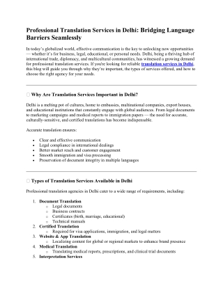 Professional Translation Services in Delhi