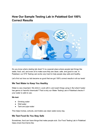 Leading sample testing laboratory in palakkad