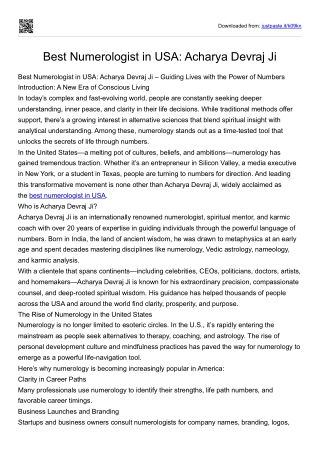 Best Numerologist in USA- Acharya Devraj Ji