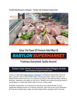 Premium Halal Butchers in Glasgow – Fresh Cuts at Babylon Supermarket