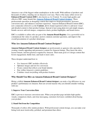 Amazon Enhanced Brand Content designers
