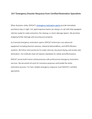 Professional Water and Fire Damage Restoration Services by ERX247