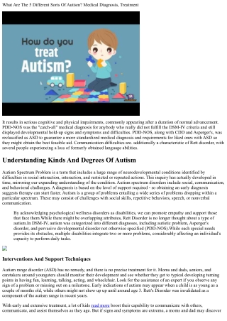 Types And Levels Of Autism Range Problem