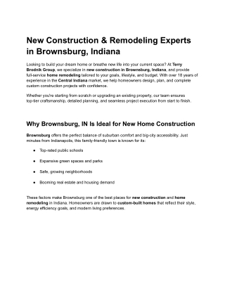 New Construction & Remodeling Experts in Brownsburg, Indiana