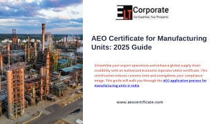 AEO Certificate for Manufacturing Units – Step-by-Step Guide