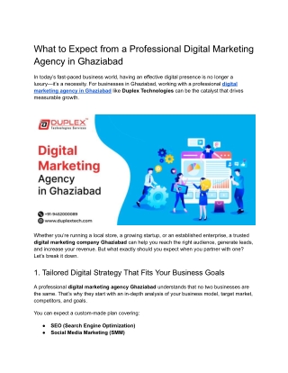 What to Expect from a Digital Marketing Agency in Ghaziabad