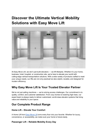 Easy Move Lift