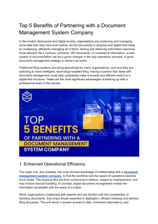 Top 5 Benefits of Partnering with a Document Management System Company