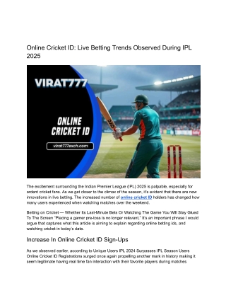 Online Cricket ID: Live Betting Trends Observed During IPL 2025