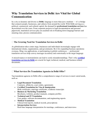 Why Translation Services in Delhi