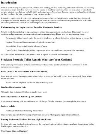 Stockton's Concealed Gems: Exceptional Portable Bathroom Services You Didn't Kno