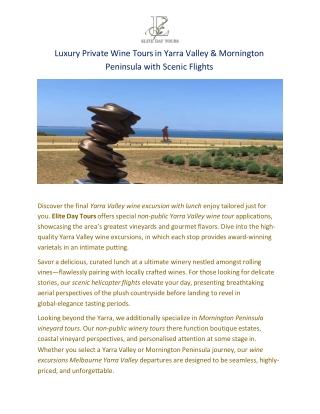 Melbourne private wine tours