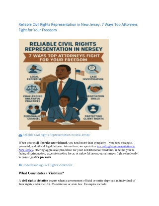 Reliable Civil Rights Representation in New Jersey