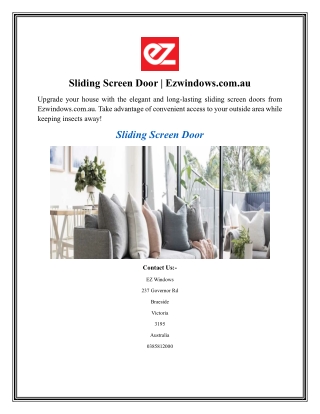 Sliding Screen Door Ezwindows.com.au