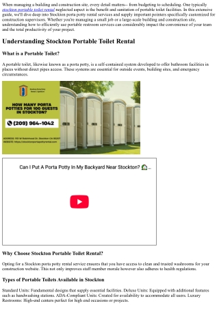 Stockton Porta Potty Rental: Necessary Tips for Building Managers