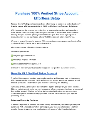 Purchase 100% Verified Stripe Account_ Effortless Setup