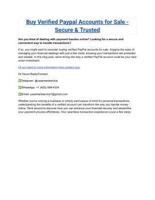 Buy Verified Paypal Accounts for Sale - Secure & Trusted