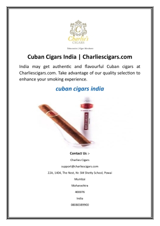 Cuban Cigars India Charliescigars.com.