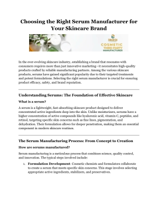 Choosing the Right Serum Manufacturer for Your Skincare Brand