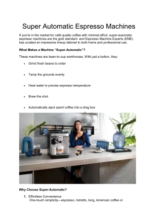 Super Automatic Espresso Machines