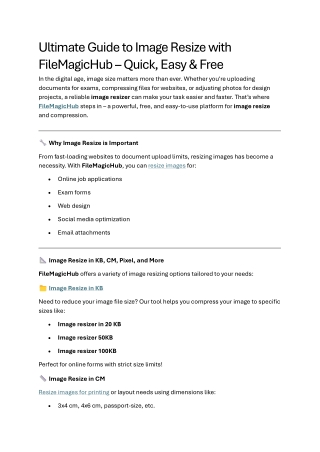 Ultimate Guide to Image Resize with FileMagicHub