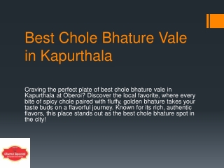 Best Chole Bhature Vale in Kapurthala