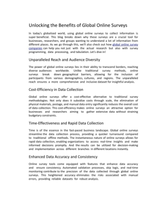 GLOBAL ONLINE SURVEY