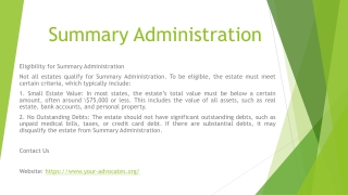 Summary Administration