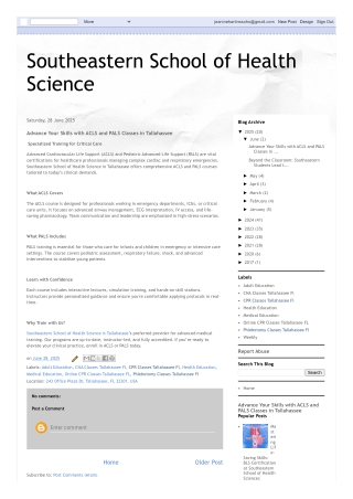 Southeastern School of Health Science_ Advance Your Skills with ACLS and PALS Classes in Tallahassee