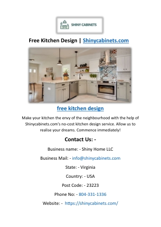 Free Kitchen Design | Shinycabinets.com