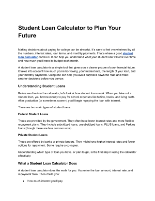 Student Loan Calculator to Plan Your Future
