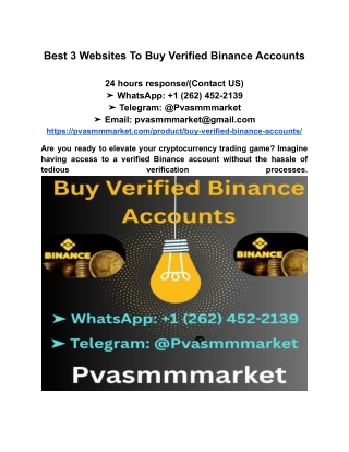 Best 3 Websites To Buy Verified Binance Accounts