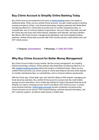 Buy Chime Account to Simplify Online Banking Today