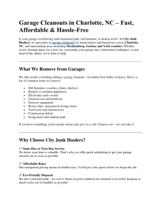 Garage Cleanouts in Charlotte