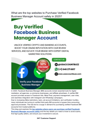 What are the top websites to Purchase Verified Facebook Business Manager Account safely in 2025_