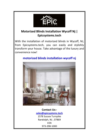 Motorized Blinds Installation Wycoff Nj | Epicsystems.tech