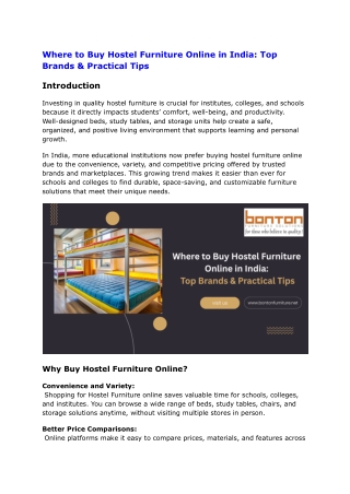 Where to Buy Hostel Furniture Online in India_ Top Brands & Practical Tips