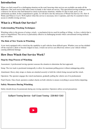 Winch Out Service 101: How It Works and When to Use It