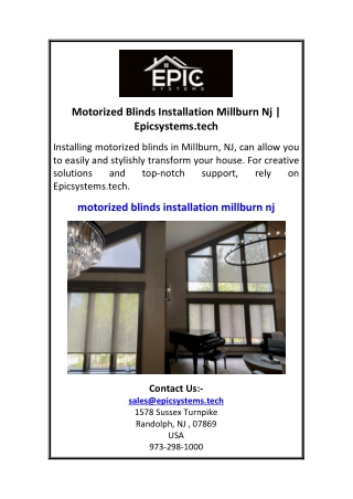 Motorized Blinds Installation Millburn Nj | Epicsystems.tech