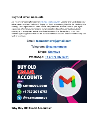 Best 6 Site Buy Old Gmail Accounts Sale