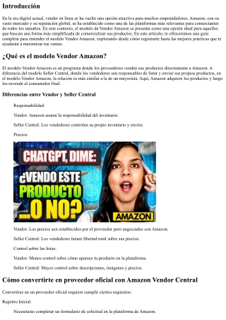 Guía completa para entender el modelo Vendor Amazon