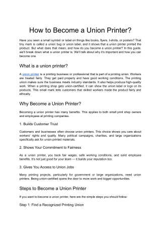 How to Become a Union Printer