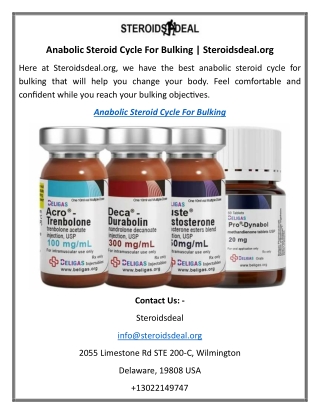Anabolic Steroid Cycle For Bulking Steroidsdeal.org