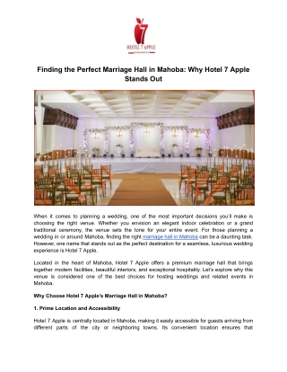 Finding the Perfect Marriage Hall in Mahoba_ Why Hotel 7 Apple Stands Out