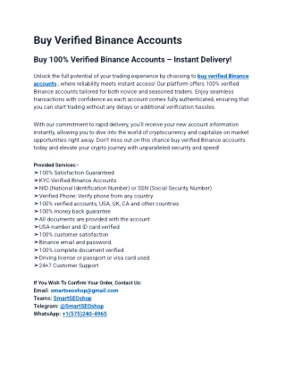 Best Website to Buy Verified Binance Accounts