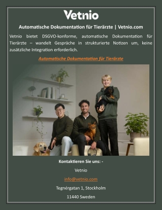 Automatische Dokumentation für Tierärzte Vetnio.com