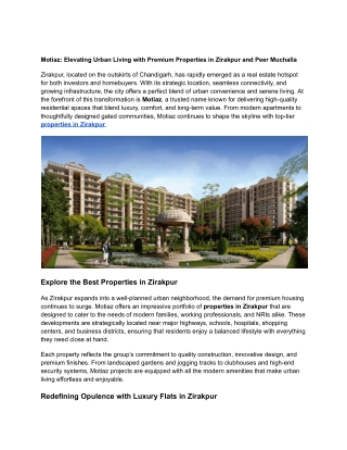 Motiaz_ Elevating Urban Living with Premium Properties in Zirakpur and Peer Muchalla